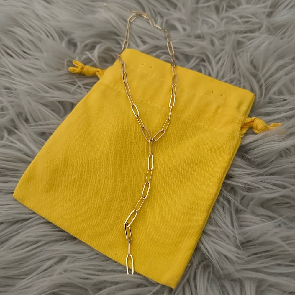 Paperclip “Y” gold necklace